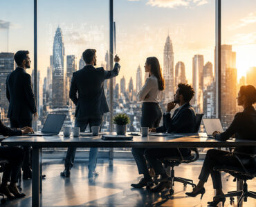 Professionals participating in a corporate training workshop with collaborative activities to develop leadership, communication, and teamwork skills in BKC.