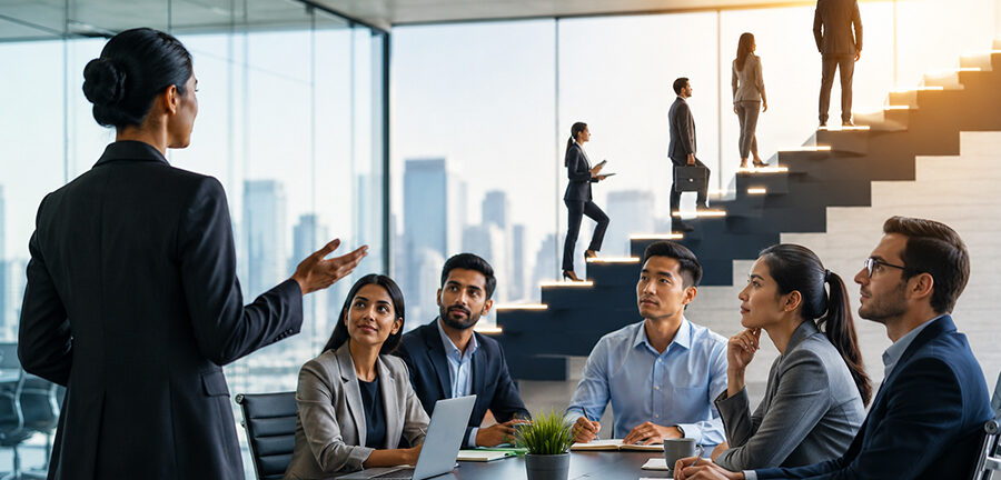 Employees developing leadership skills for greater responsibility